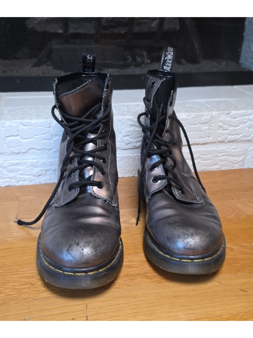 Dr Martens 1460 Pascal Boots US 10 Pewter Metallic Leather Combat Lace Up